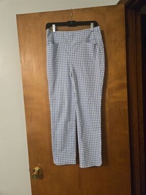 J McLaughlin Romilly Blue & White Gingham Pull On Pants Size 6